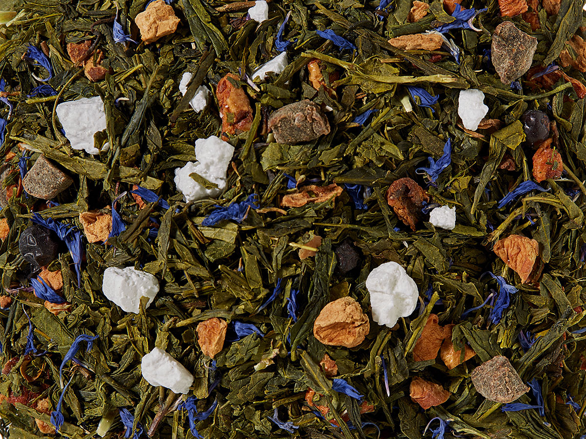 Thé vert légèrement épicé avec une pointe d'agrume